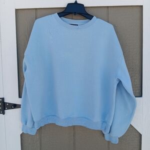 J.CREW Light Blue Heritage Cropped Sweatshirt L